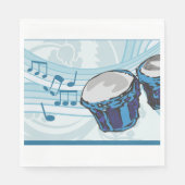 Blue Bongo Drum Music Serviette (Vorderseite)