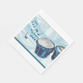 Blue Bongo Drum Music Serviette (Ecke)