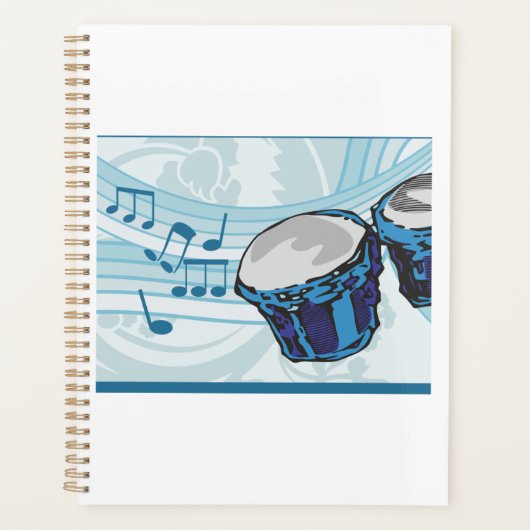 Blue Bongo Drum Music Spiral Planner Planer (Vorderseite)