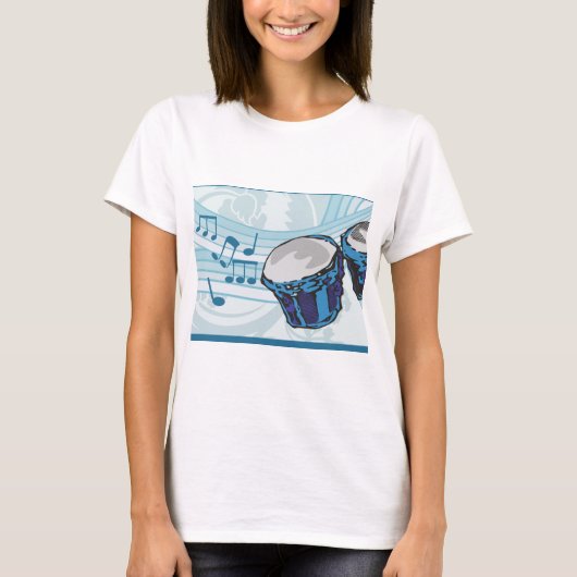 Blue Bongo Drum Music T-Shirt (Vorderseite)