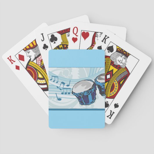 Blue Bongo Drum Musik Spielkarten (Rückseite)