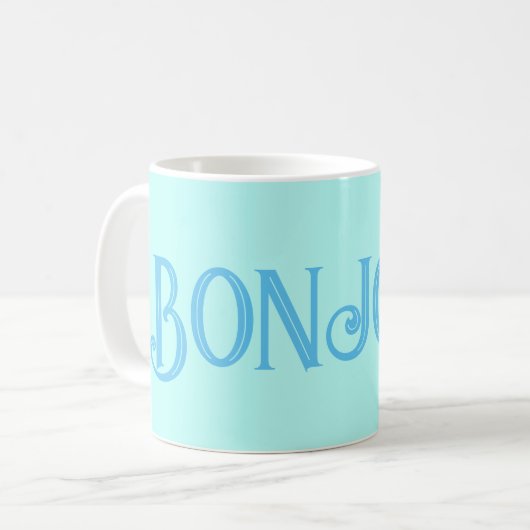 Blue Bonjour Aqua Tasse (Vorderseite Links)