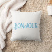 Blue Bonjour Au Revoir White Throw Kissen (Decke)