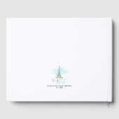 Blue Bonjour Bébé Eiffel Tower Baby Dusche Gästebuch (Rückseite)