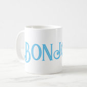 Blue Bonjour White Coffee Tasse (Vorderseite Links)