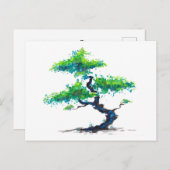 Blue Bonsai Wasserfarben Postkarte (Vorne/Hinten)