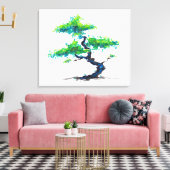 Blue Bonsai Watercolor Canvas Print Leinwanddruck (Insitu (Wohnzimmer))