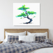 Blue Bonsai Watercolor Canvas Print Leinwanddruck (Insitu (Schlafzimmer))