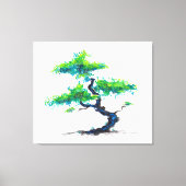 Blue Bonsai Watercolor Canvas Print Leinwanddruck (Vorderseite)