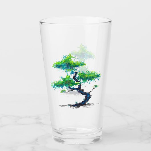 Blue Bonsai Watercolor Glas (Vorderseite)