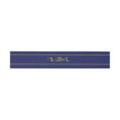 Blue Book Cloud Golden Blüh Monogram Wedding Einladungsbanderole (Flach)