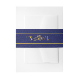 Blue Book Cloud Golden Blüh Monogram Wedding Einladungsbanderole