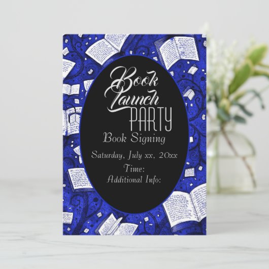 Blue Book Launch Party Einladung (Stehend Vorderseite)