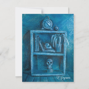 Blue Bookcase Postcard Postkarte