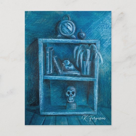 Blue Bookcase Postcard Postkarte (Vorderseite)