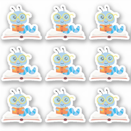 Blue Bookworm Theme Aufkleber (Vorderseite)