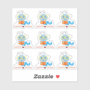 Blue Bookworm Theme Aufkleber