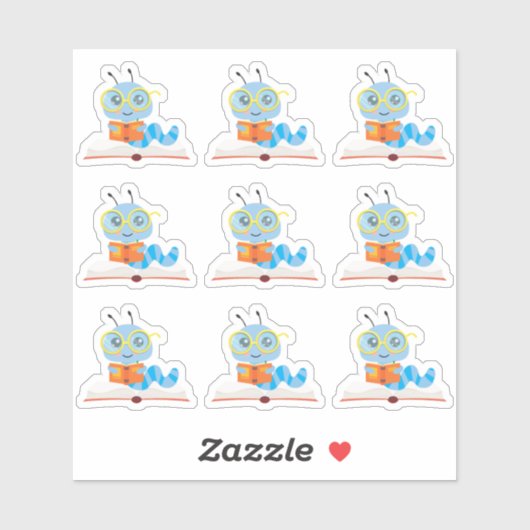 Blue Bookworm Theme Aufkleber (Blatt)