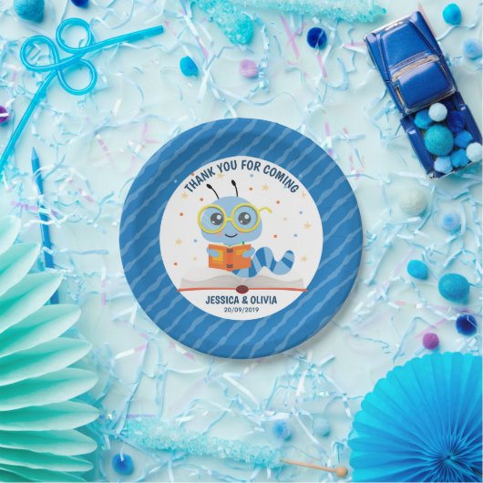 Blue Bookworm Theme Paper Teller (Party)