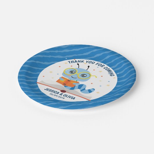 Blue Bookworm Theme Paper Teller (Schrägansicht)