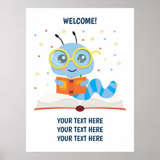 Blue Bookworm Theme Poster (Vorne)