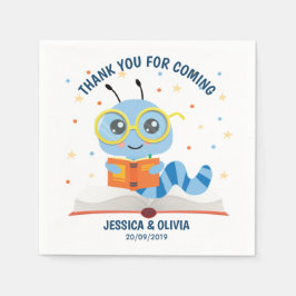 Blue Bookworm Theme Serviette