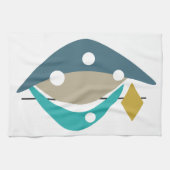 Blue Boomerangs der 1950er Jahre des mittleren Jah Geschirrtuch (Horizontal)