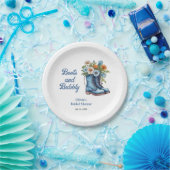 Blue Boots and Bubbly Blue Western Bridal Shower Pappteller (Party)