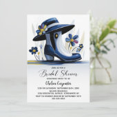 Blue Boots and Derby Hat Bridal Shower Einladung (Stehend Vorderseite)