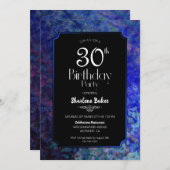 Blue Border Black 30. Geburtstag Party Einladung (Vorne/Hinten)