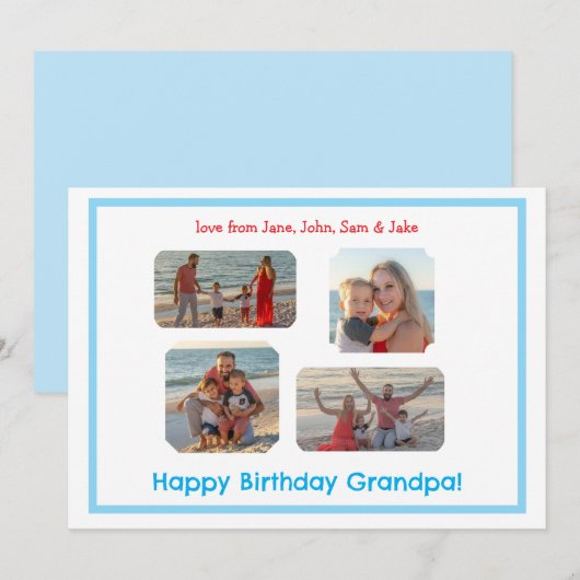 Blue Border FOTO Geburtstag (Vorne/Hinten)