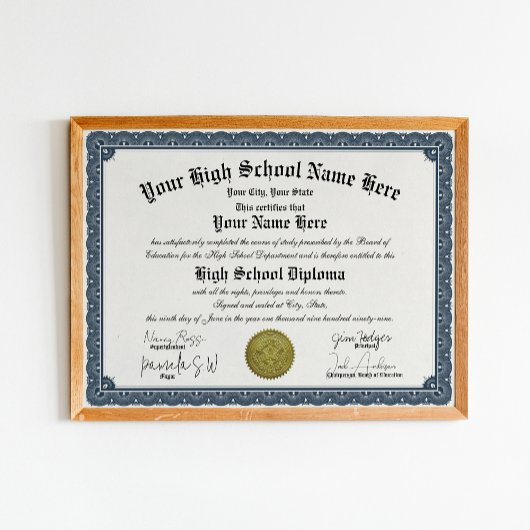 Blue Border High / Zuhause School Diploma Poster