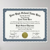 Blue Border High / Zuhause School Diploma Poster (Vorne)