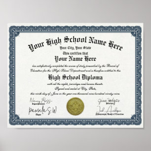 Blue Border High / Zuhause School Diploma Poster