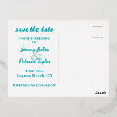 Blue Border Image Save the Date Postcard Folie Einladungspostkarte (Rückseite)