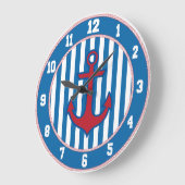 Blue Border Nautical Anchor Clock Große Wanduhr (Winkel)