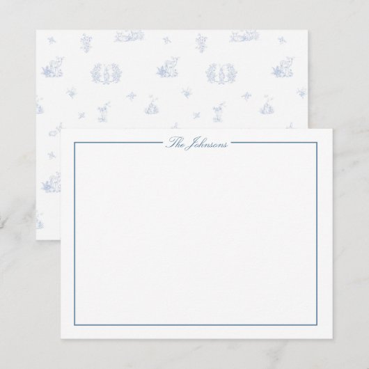 Blue Border Personalisiert Stationery Note Card Mitteilungskarte (Vorne/Hinten)