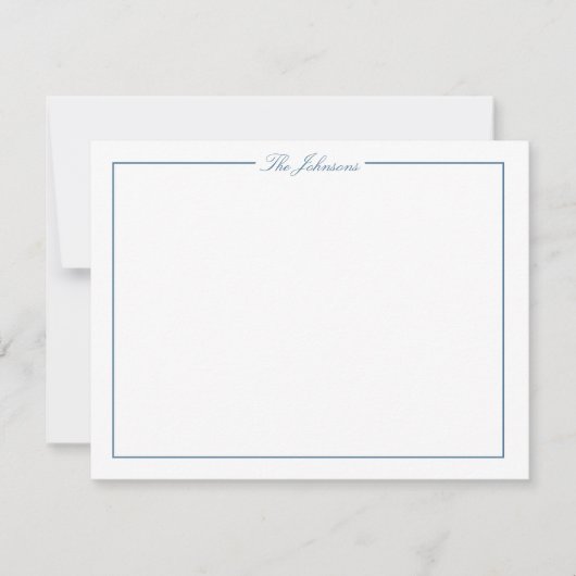 Blue Border Personalisiert Stationery Note Card Mitteilungskarte (Vorderseite)