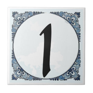 Blue Border Tile, Hausnummer, Änderungsnummer Fliese