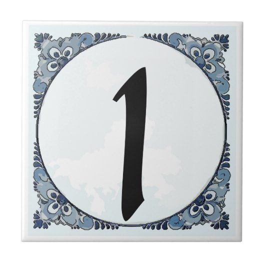Blue Border Tile, Hausnummer, Änderungsnummer Fliese (Vorderseite)