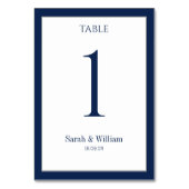 Blue Border Wedding Tischnummer Card (Vorderseite)