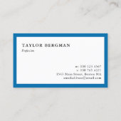 Blue Border Your Logo Minimalistisch Visitenkarte (Rückseite)