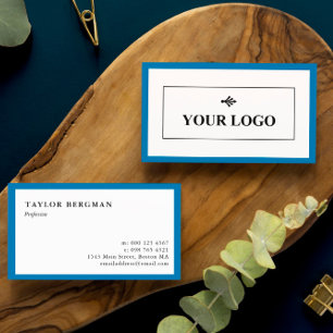 Blue Border Your Logo Minimalistisch Visitenkarte