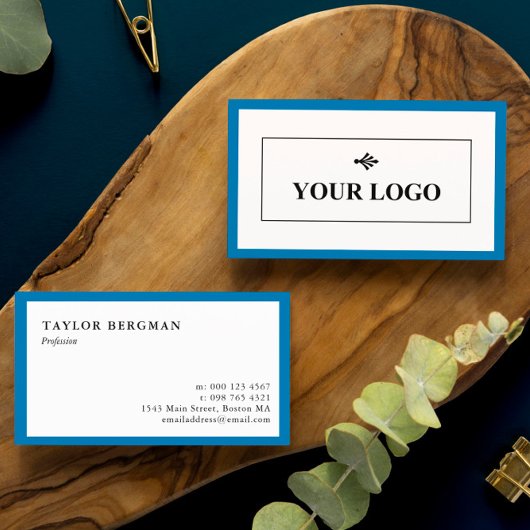 Blue Border Your Logo Minimalistisch Visitenkarte
