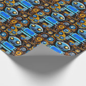 Blue Bot & Gears Geschenkpapier (Ecke)