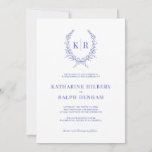 Blue Botaniacal & Ribbon Wappen Monogram Wedding