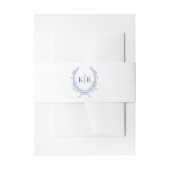 Blue Botaniacal & Ribbon Wappen Monogram Wedding Einladungsbanderole (Vorderseite Beispiel)