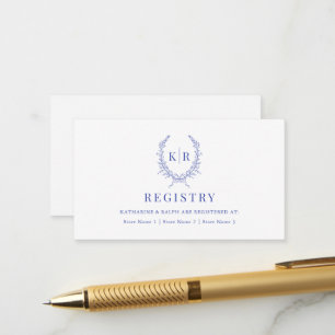 Blue Botaniacal Ribbon Wappen Wedding Registry Begleitkarte