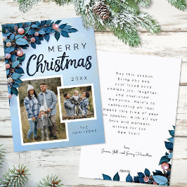 Blue Botanic 2 Foto Weihnachtskarte Feiertagskarte