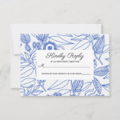 Blue Botanic Personalisiert Floral Wedding RSVP (Vorderseite)